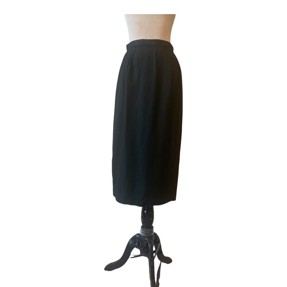 Kasper vintage black midi pleated lined skirt size 8
